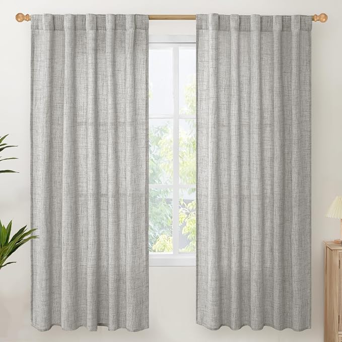 YoungsTex Dark Grey Linen Curtains 72 Inch Long 2 Panels by YoungsTex