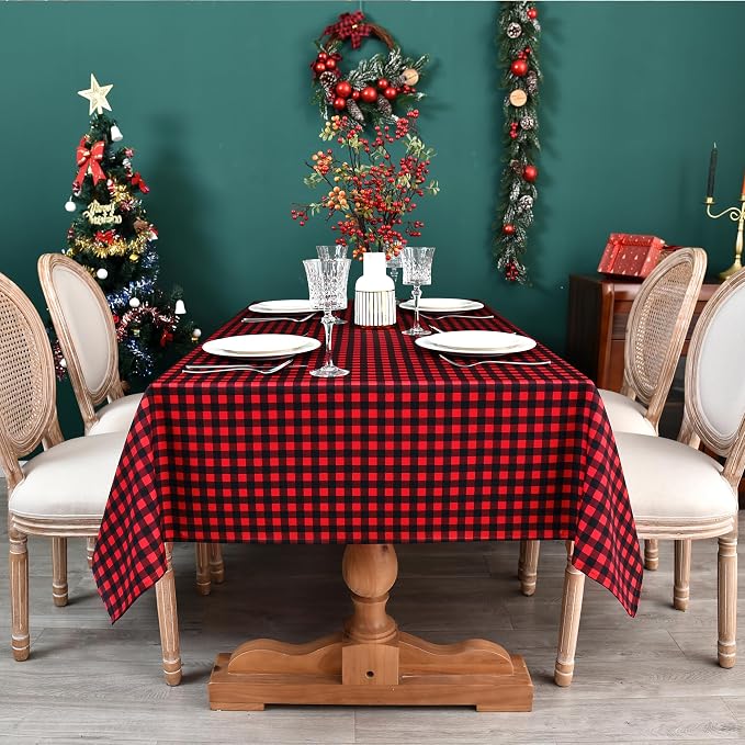 Gingham Xmas Tablecloth Fabric - Image 4