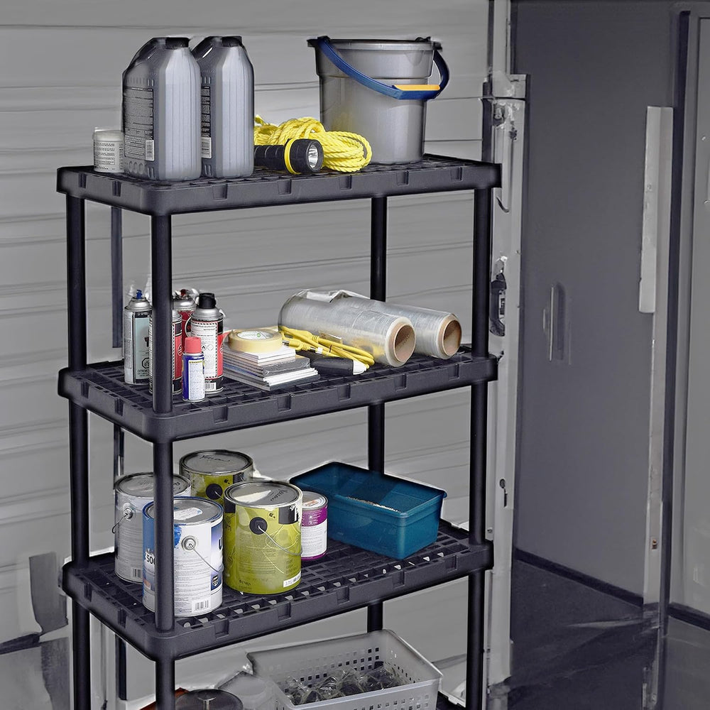 Gracious Living 4 Pack Heavy-Duty Storage Shelves, Knect-A-Shelf 4-Shelf Vent...