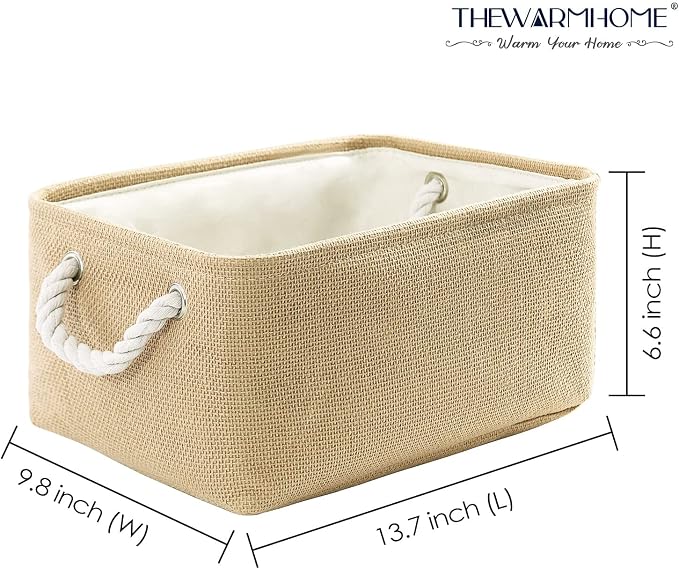 TheWarmHome Decorative Basket Rectangular Fabric Storage Bin Organizer Basket - Image 6