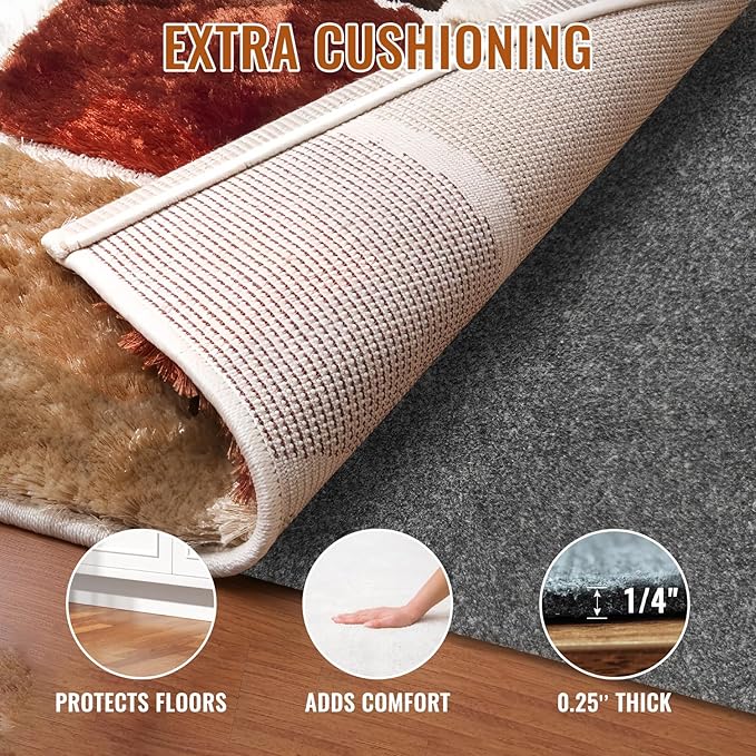 Felt Rug Pad, 2 x 3 Ft Rubber Non-Slip Rug Pad Gripper, Keep Rugs Secure and in - Image 2