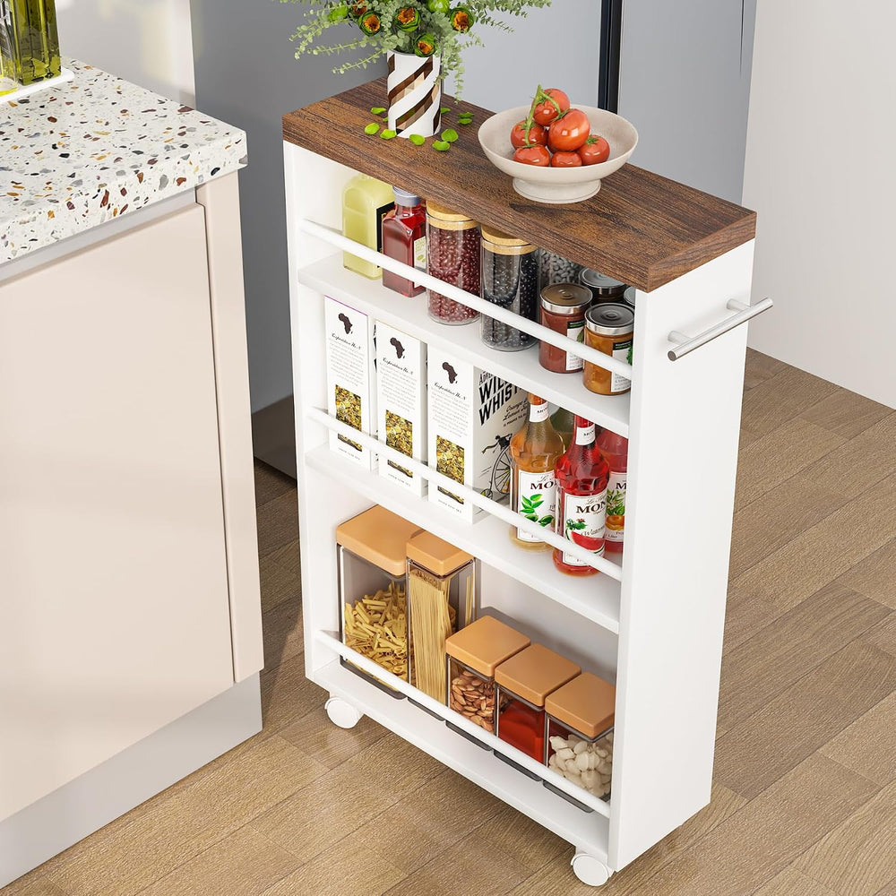 Tribesigns Slim Storage Cart, Rolling Narrow Kitchen Cart on Wheels for Small...