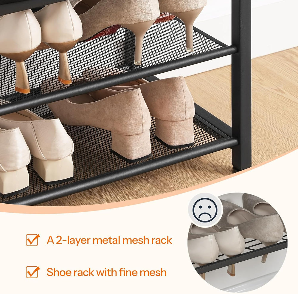 HOOBRO Small Shoe Bench, 3-Tier Shoe Rack, Shoe Storage Bench