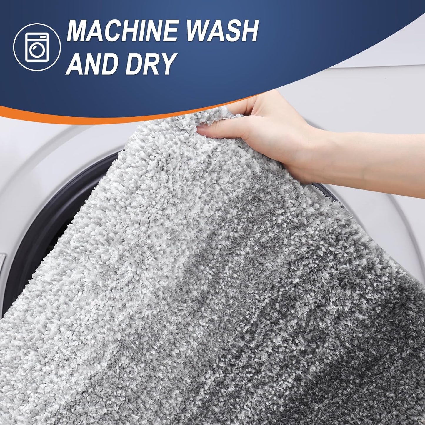 OLANLY Bathroom Rug Set 2 Piece, Soft Absorbent Microfiber Bath Mats and U-Shaped Contour Toilet Rug, Non-Slip, Machine Wash Dry, Plush Shaggy Bath Mats for Bathroom (24"x16"+24"x20", Grey)