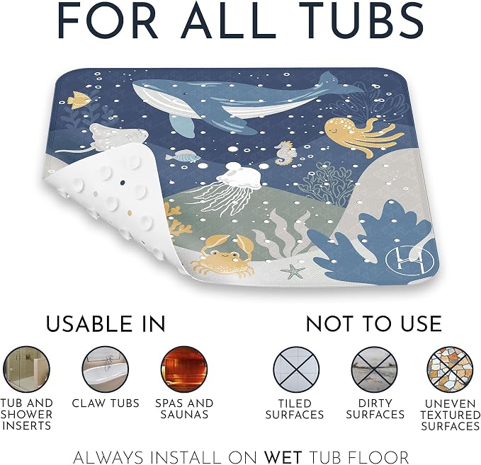 Homerella Anti Slip Shower Mat | Anti Mold Non Slip Bathtub Mat - Image 7