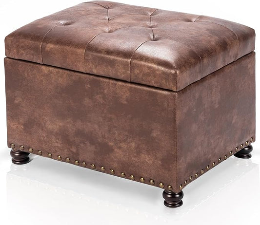 Joveco Leather Storage Ottoman, Foot Rest Stool by Joveco