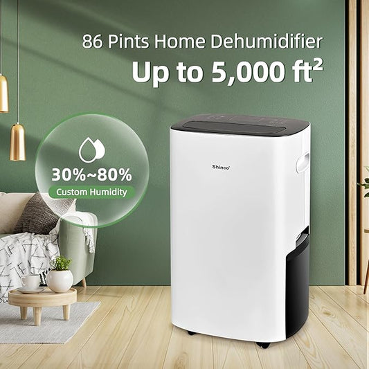 Shinco 86 Pints Dehumidifier for Home and Basements, 5000 Sq.Ft Dehumidifiers - Image 2
