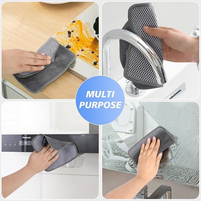 KinHwa Kitchen Washcloths for Dishes Absorbent Microfiber Dish Cloths Quick Dry - Image 8