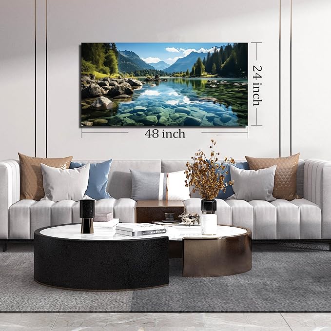 GUGIKA Landscape Wall Art for Living Room, Mountain and Lake Wall-Decor for - Image 7
