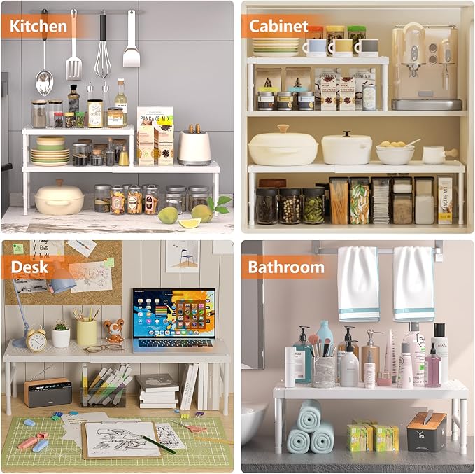 Expandable adjustable stackable kitchen organizer, Spice Racks, Counter Shelf - Image 7