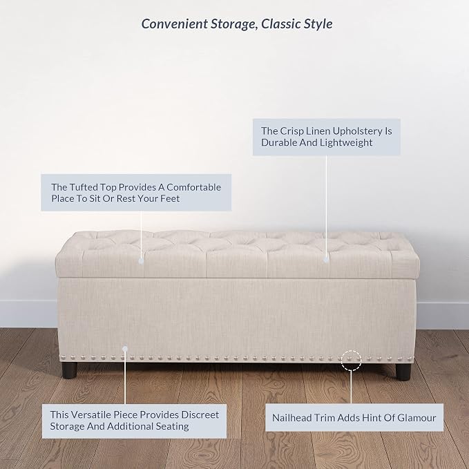 BELLEZE 47" Storage Ottoman, Storage Bench - Image 7