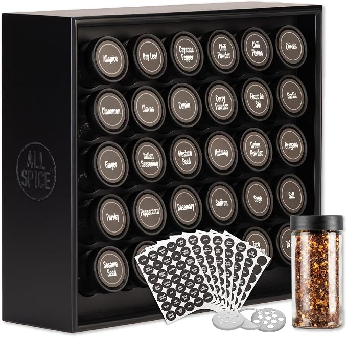 AllSpice Spice Rack Organizer, 525 Unique Labels, Countertop or Wall Mount by AllSpice