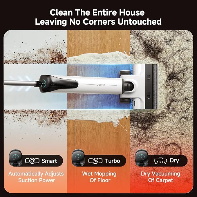 uwant D100 Wet Dry Vacuum Cleaner 180°Lay-Flat Vacuum Mop All in One - Image 3