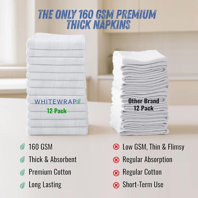 WHITEWRAP Flour Sack Towels 100% Cotton Dish Towel Reusable Baking Cloth - Image 5