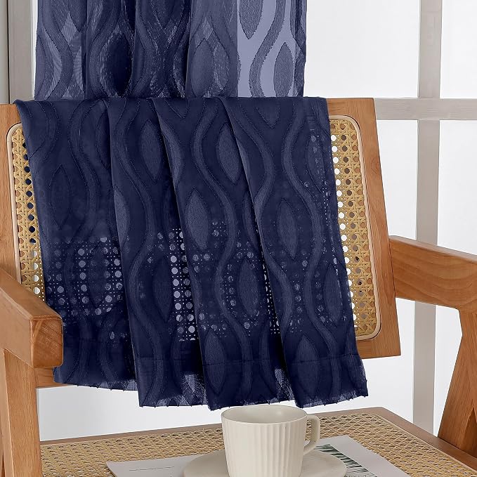 Aiyufeng Navy Blue Curtains 72 Inches Long 2 Panels Set, Elegant Light - Image 9