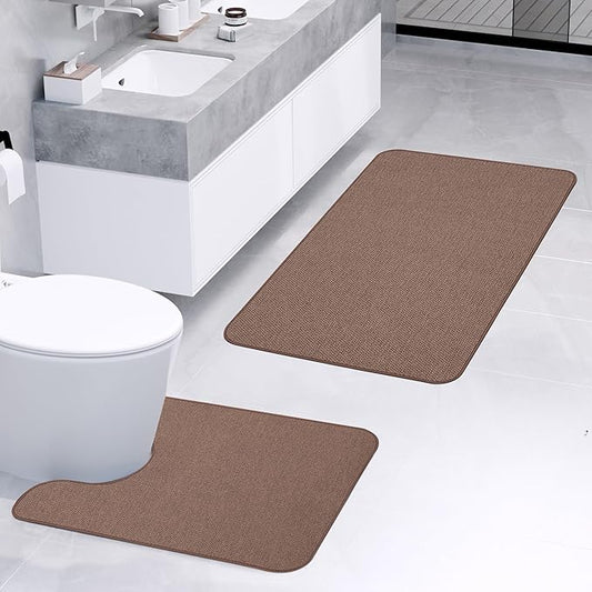 Bathroom Rugs Set 2 Pieces, Thin Bathroom Mats, Toilet Rugs, Quick Dry - Image 2