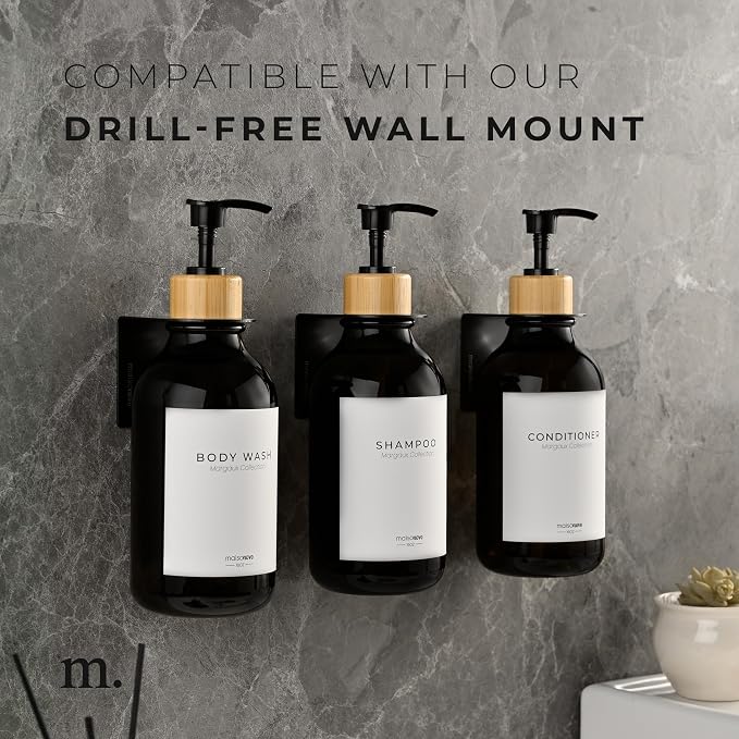 MaisoNovo Refillable Shampoo and Conditioner Bottles | 16.9 fl oz Set of 3 - Image 7