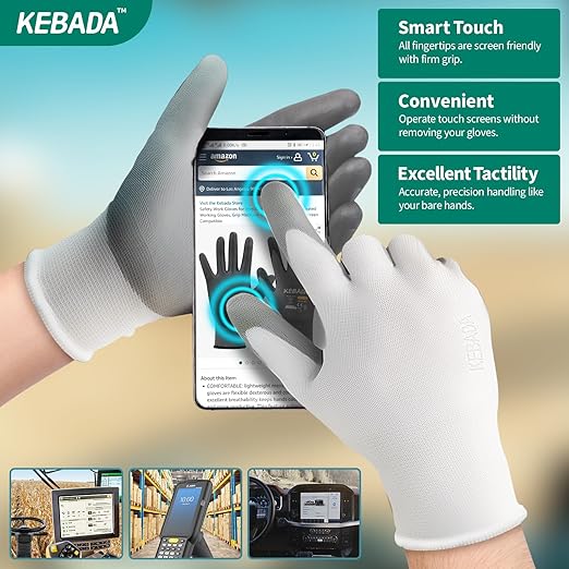 Kebada W1 Work Gloves for Men and Women, 12 Pairs Touchscreen Safety Gloves - Image 3