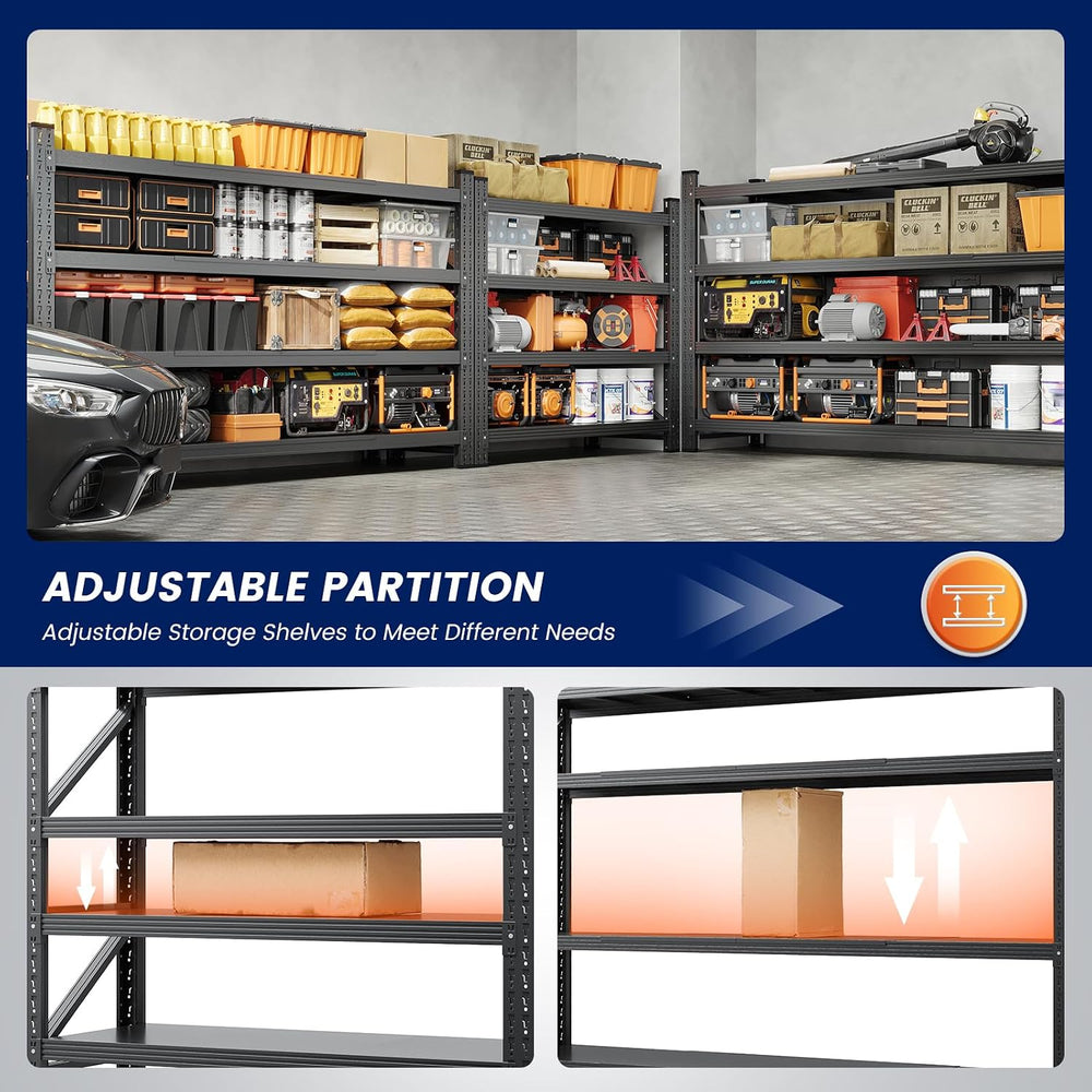 Yizosh 48" W Metal Garage Storage Shelves,Heavy Duty Adjustable Steel Or...
