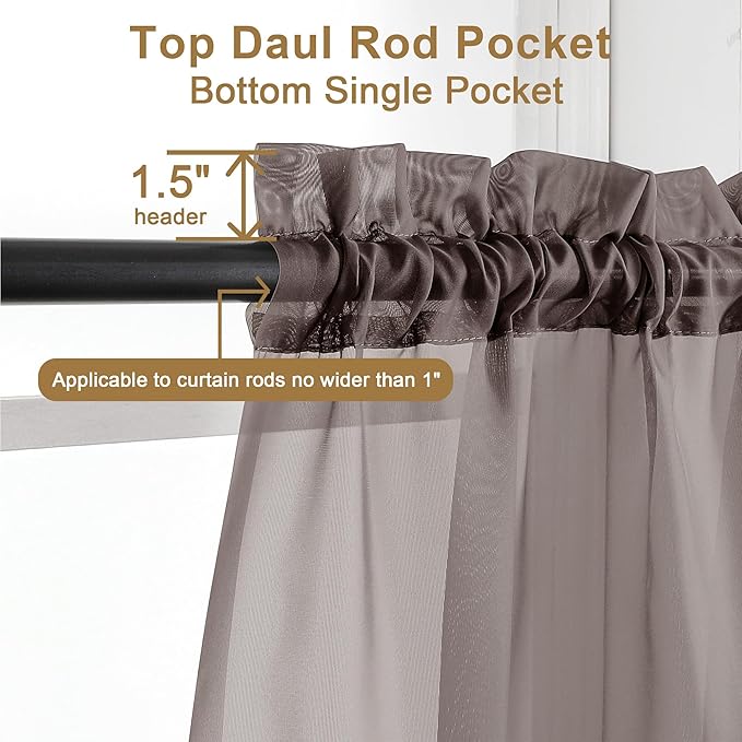 Chyhomenyc Chocolate Brown Sheer Curtains 84 Inches Long, Light Filtering Sheer - Image 5