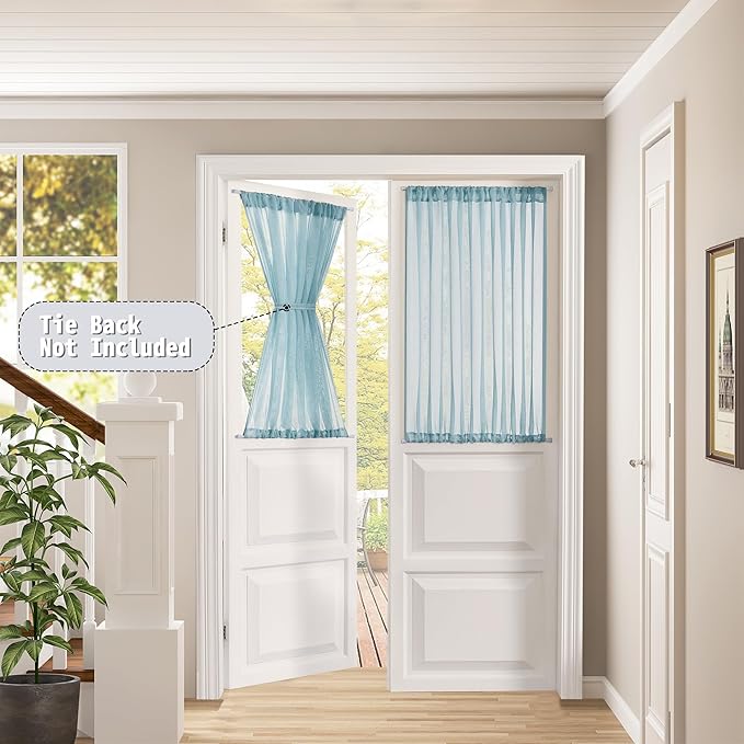Tollpiz Sheer Door Curtains Closet Linen Textured Curtain Sheers Doorway Light - Image 2