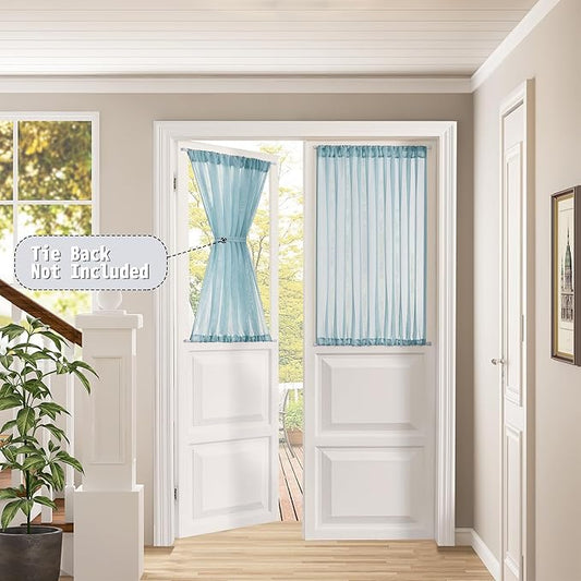 Tollpiz Sheer Door Curtains Closet Linen Textured Curtain Sheers Doorway Light - Image 2