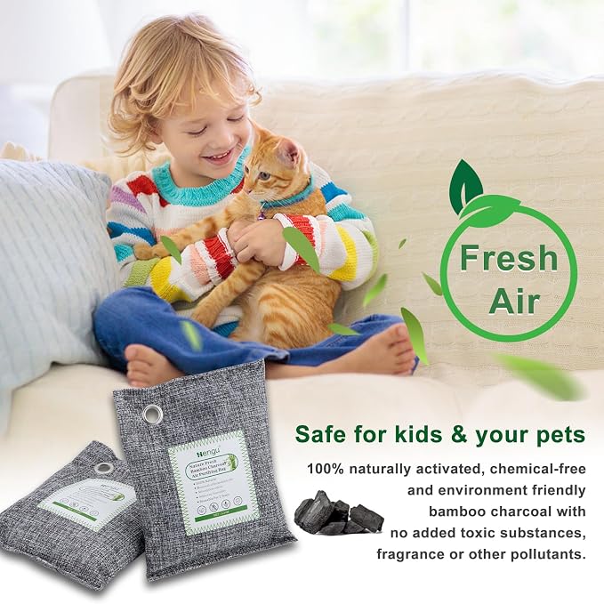 Activated Charcoal Odor Absorber, Natural Charcoal Bags Odor Absorber Bamboo - Image 3