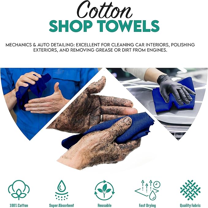 ZUPERIA Cotton Shop Towel – Multipurpose Cleaning Cloths Reusable Shop Rags - Image 5
