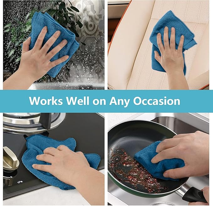 HOMEXCEL Navy Blue Microfiber Cleaning Cloth, 50 Pack Cleaning Towels - Image 5