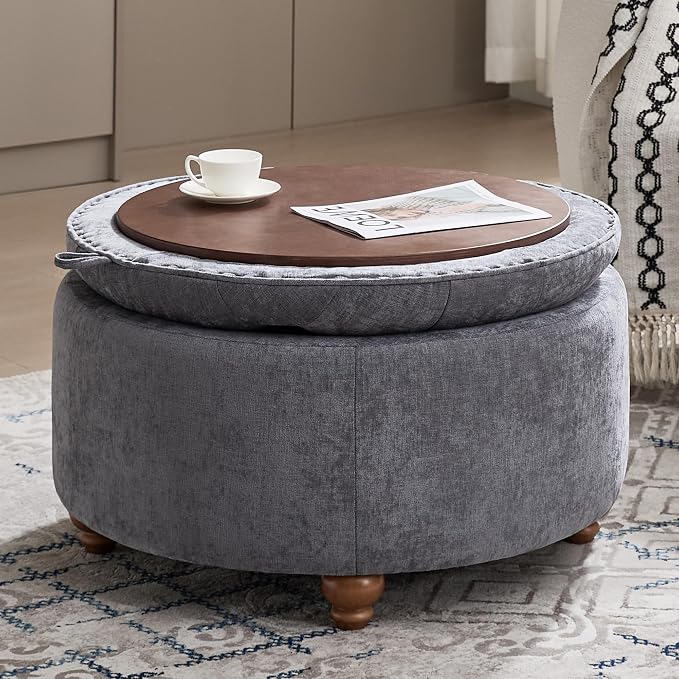 30Inch Round Storage Ottoman - Image 7