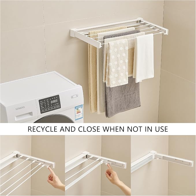 JOOM Laundry Drying Rack Collapsible, Wall Mounted Drying Rack, Clothes Drying - Image 6
