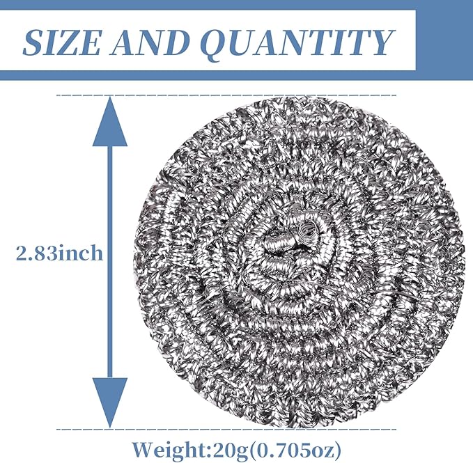 Stainless Steel Scrubber Scrubbing Scouring Pad Sponges Clean Pot Pan and Steel - Image 2
