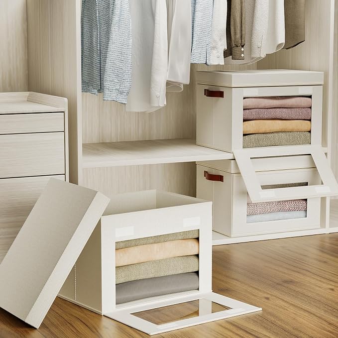 Large Storage Bins with Lids, Stackable&Collapsible Closet Storage Bins - Image 2