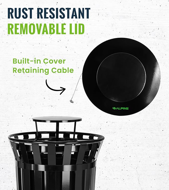 Trash can Lid for Alpine Commercial Outdoor Trash Can - Image 5