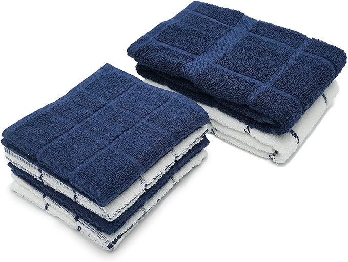 100% Cotton Terry Dish Cloth & Dish Towel, 6 Pack, Super Soft and Absorbent by Ecotribe
