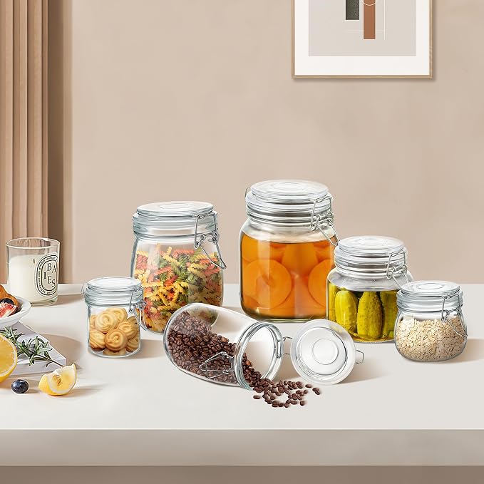 Glass Food Storage Jars with Airtight Lids 34 oz Round 4 Pack Kitchen Storage - Image 6