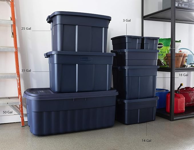 Rubbermaid Roughneck Tote 25 Gal, 4 Pack, Made in USA, Dark Indigo Metallic - Image 5