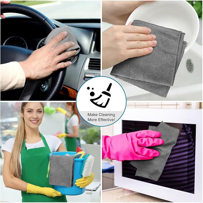 200 Pieces Microfiber Cleaning Cloths Bulk Absorbent Microfiber Towels Reusable - Image 6