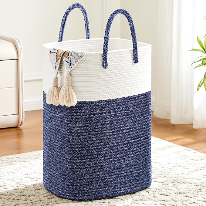 Laundry Basket, Woven Cotton Rope Laundry Hamper, Versatile Storage by Artfeel