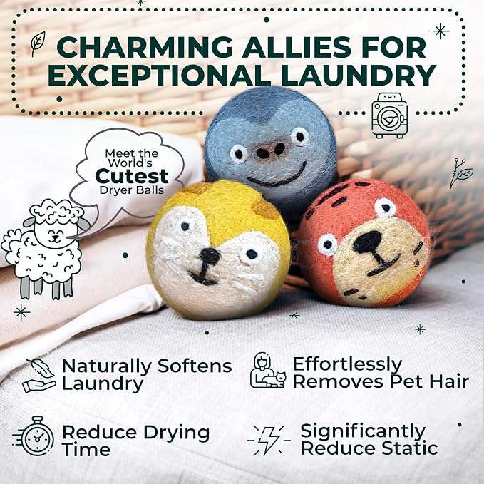 No More Dryer Sheets! Reusable Wool Dryer Balls XL 6-Pack - Image 2