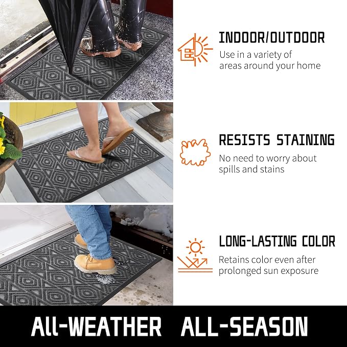 Yimobra Modern Grey 60 x 36 Inch Waterproof Doormat, Non Slip, Stain & Fade - Image 7