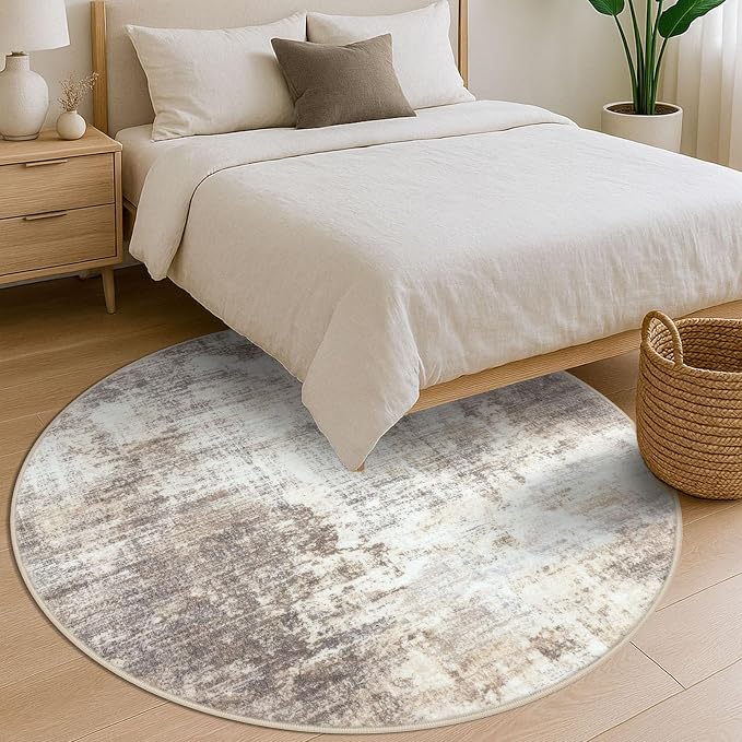 IOHOUZE Abstract Round Area Rug 6 Ft Washable Circle Rugs Large Round Rug Non - Image 8