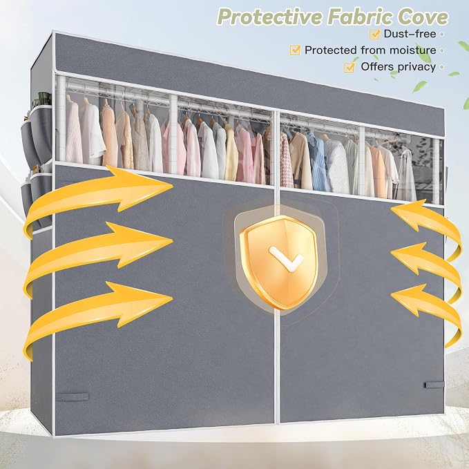 Raybee Clothes Rack with Cover, 1150LBS Heavy Duty Clothing Rack - Image 2