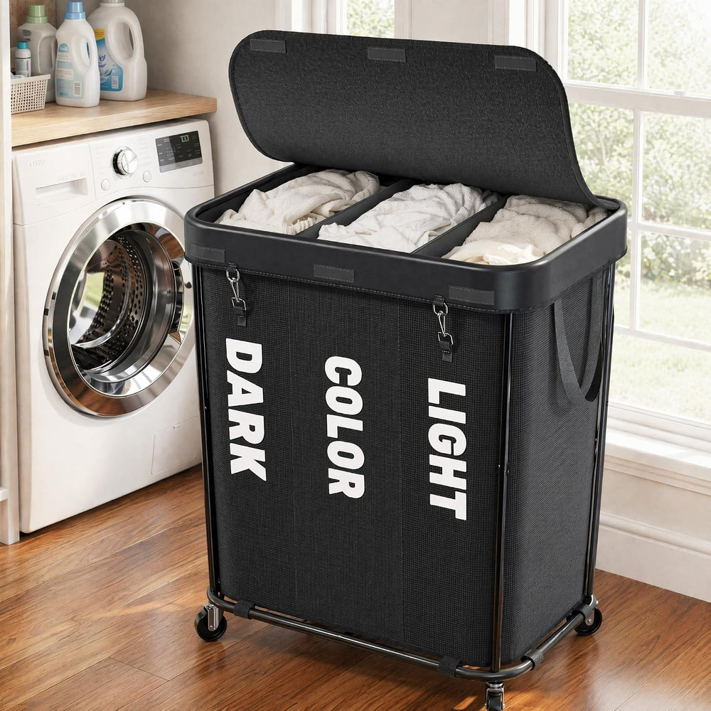 Laundry Sorter with Wheels 240L Rolling Laundry Cart,3 Compartment Designed R...