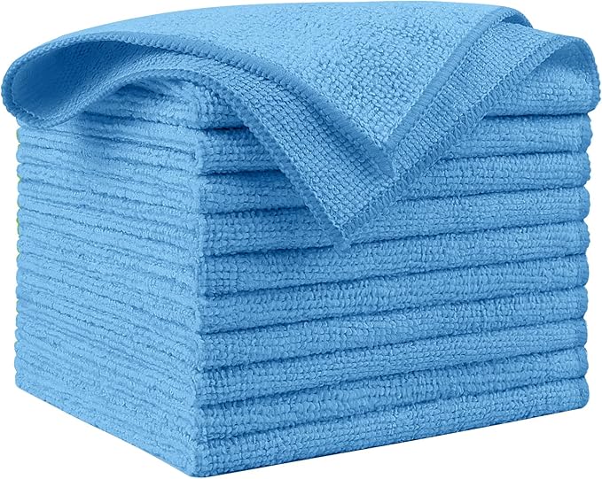 AIDEA Microfiber Cleaning Cloth Blue 10PK, Microfiber Towels by AIDEAHOME