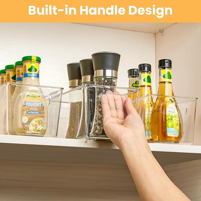 YIHONG Clear Plastic Storage Bins, 4 Pack Small Pantry Organizer Bins - Image 5