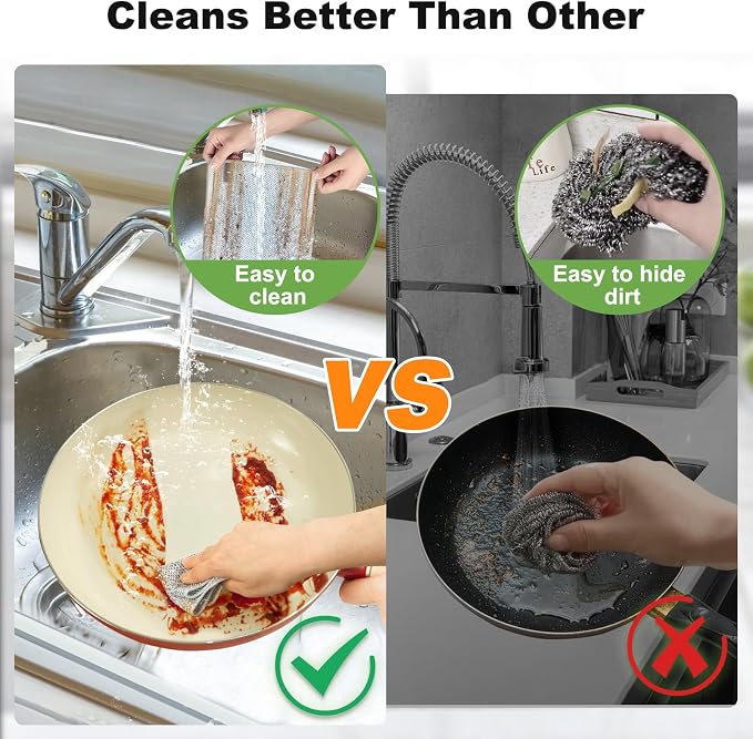 20pcs Non Scratch Wire Dishcloth Multipurpose Wire Dishwashing Rag - Image 3