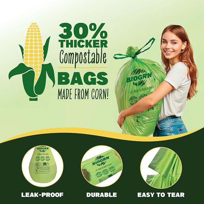 10-13 Gallon Compostable Trash Bags Drawstring 30 Bags Heavy Duty Extra Thick 1 - Image 4