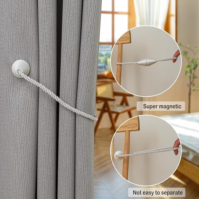 Magnetic Curtain Tiebacks 8 Pack Outdoor Rope Curtain Tie Backs Decorative - Image 4