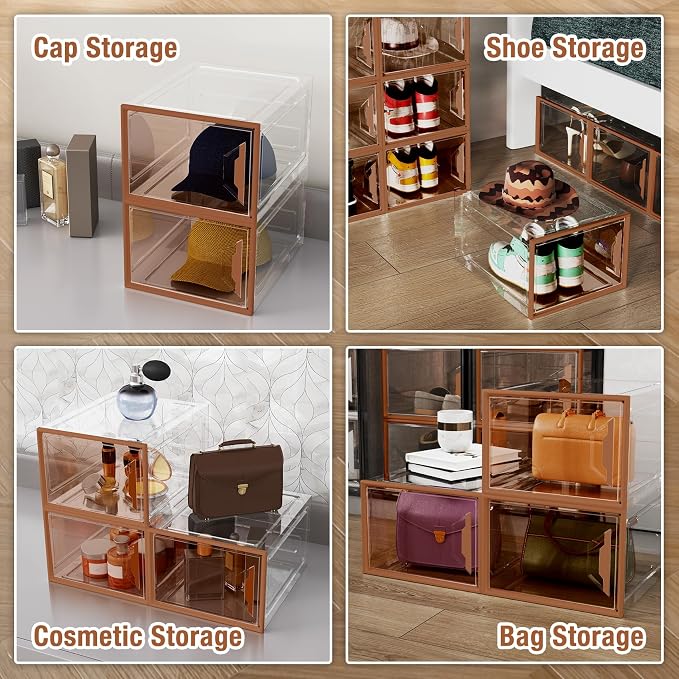 Shoe Storage Boxes Stackable, X-Large Plastic Clear Shoe Organizers - Image 6